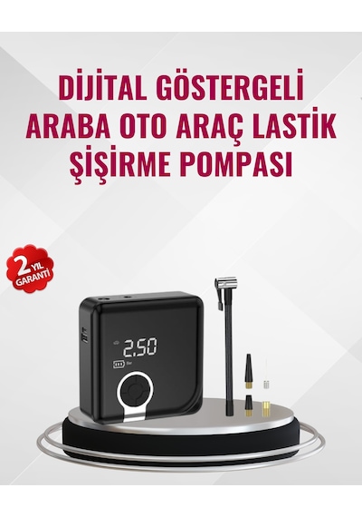 Kompakt Tasarımlı Led Işıklı Taşınabilir Hava Kompresörü