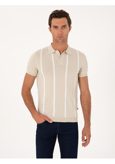 Bej Slim Fit Polo Yaka Triko T-shirt