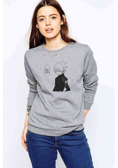Anime Tokyo Ghoul Anteiku Baskılı Gri Kadın Sweatshirt (528311889)