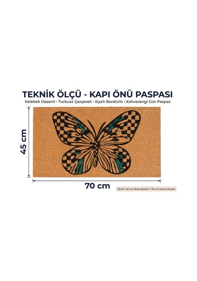 Coco Cc020a Kelebek Desenli Kapı Önü Paspası, Zarif Ve Dekoratif Tasarımıyla Ev Ve İş Yeri Girişlerine Şık Bir Görünüm Kazandırır. Bej