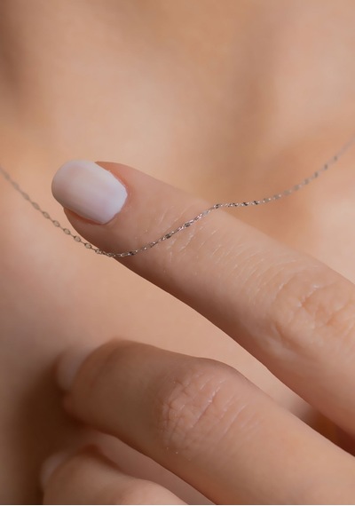 14 Ayar Altın Beyaz İnce Aynalı Kolye 1 Mm