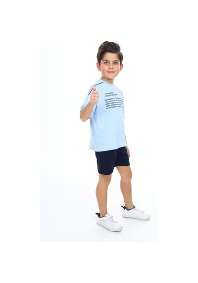 Toontoy Kids Toontoy Erkek Çocuk Baskılı Şortlu Takım Mavi