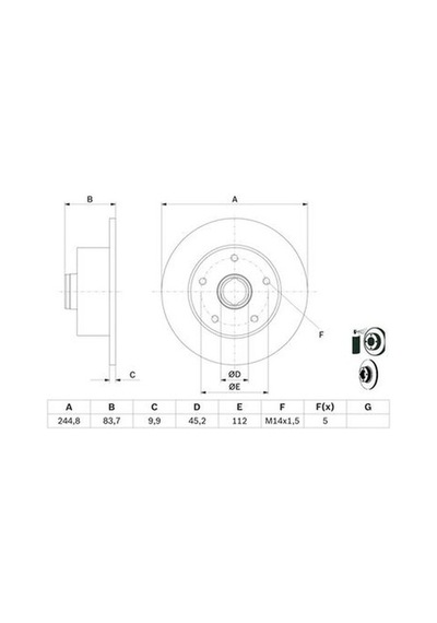 Audi A4 1.6 1994-2001 Bosch Arka Disk 245mm 2 Adet