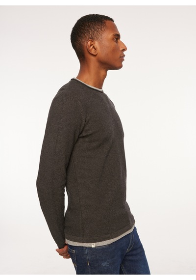 Fred Mello Bisiklet Yaka Slim Fit Antrasit Melanj Erkek Kazak Fm23w07mg