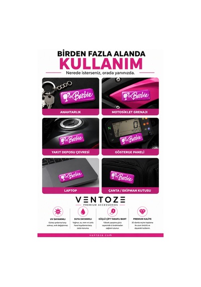 Barbie Damla Etiket 3d Reçine Logo Sticker Oto Araç İçi Dekoratif Aksesuar 6x1,5 Cm