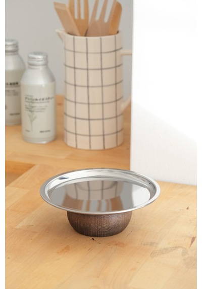 Ahşap Tabanlı Metal 18 Cm Yuvarlak Servis/sunum Tabak Dekoratif Stand Metal - 653357632 Metal