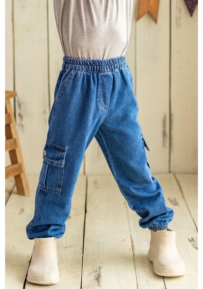 Oliven The Kid Oliventhekid Unisex Kot Kargo Pantolon Mavi Mavi
