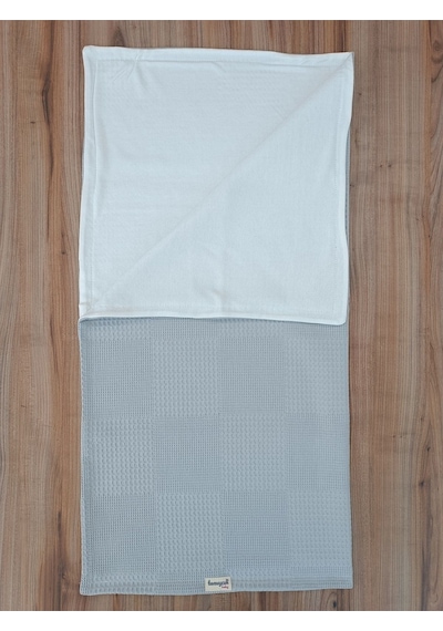 S.kahve Kız Erkek Bebek Battaniyesi Pike %100 Pamuklu Doğal Organik Uyku Çift Taraflı Örtü 86x86cm Gri