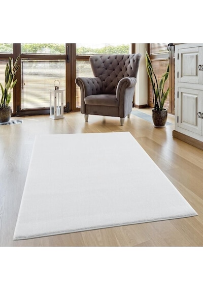 Vl Comfort Peluş Halı Gri Overloklu Beyaz