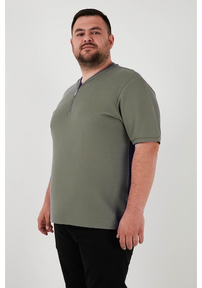 Buratti Büyük Beden Pamuklu Regular Fit Erkek T Shirt 5902653B Haki