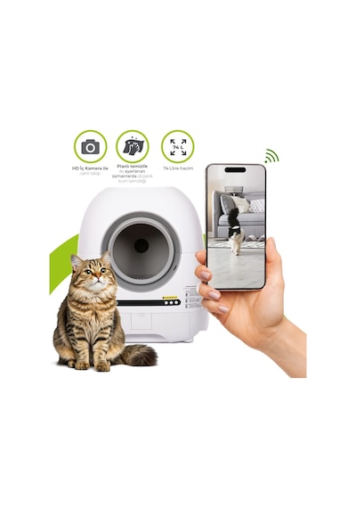Wero Akıllı Kedi Tuvaleti/kum Kabı Pro Beyaz Kameralı