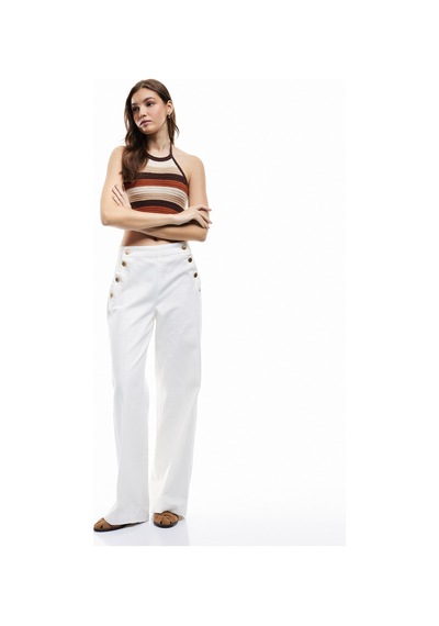 Koton Yüksek Bel Pamuklu Rahat Kalıp Düğme Detaylı Geniş Paça Pantolon - Wide Leg Jean Beyaz 5sal40046mw Beyaz Koton Yüksek Bel Pamuklu Rahat Kalıp Düğme Detaylı Geniş Paça Pantolon - Wide Leg Jean Beyaz 5sal40046mw Beyaz