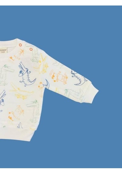 Cantoy Erkek Bebek Dinazor Desenli Sweatshirt-15354 Ekru
