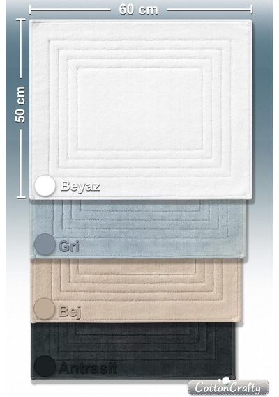 Cottoncrafty %100 Pamuk Dokuma Su Emici Banyo Paspas Seti, Banyo Halısı Vera 2 Li Set 60x100-60x50 Gri Genel