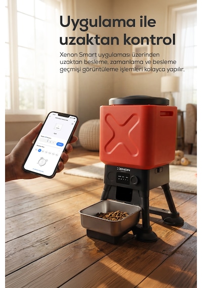 Xenon Smart Köpek Mama Kabı Ve Su Pınarı Seti 14l Ortopedik Çelik Kase, Uygulama Kontrol, Paslanmaz Çelik Su Pınarı, Wifi, Büyük Cins Uyumlu Beyaz