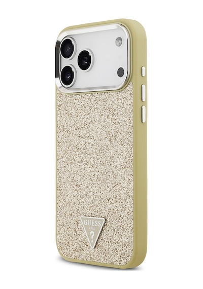 Apple Uyumlu iPhone 17 Pro Max Kılıf Guess Lisanslı M-safeli Metal Kamera Çerçeveli Üçgen Logolu Glitter Gold Gold