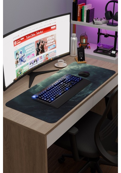 Airplane Uçak Kaymaz Dikişli Kauçuk Oyuncu Mousepad V2 - 90x40 Xxl Gaming Mouse Pad Fare Altlığı