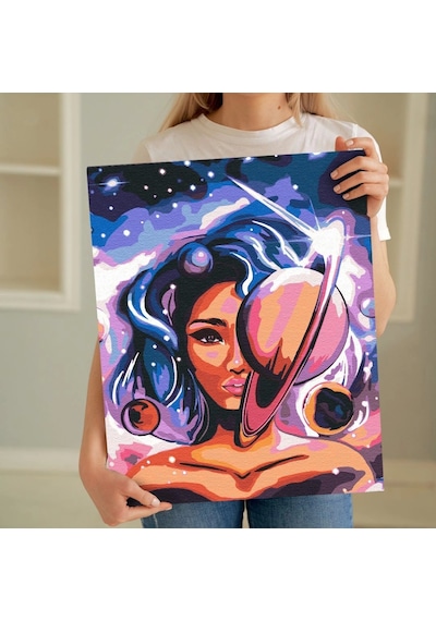 Sayılarla Boyama Seti 40 X 50 Cm Tuval Şasesine Gerili Evrendeki Kadın
