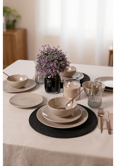 Keramika Taupe Kera Yemek Takımı 12 Parça 4 Kişilik 594 Kahverengi
