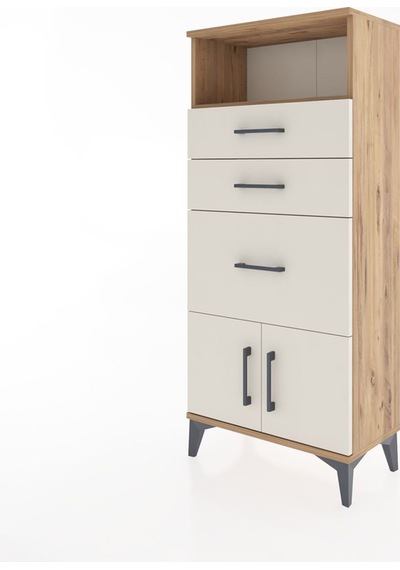 Hyperion Dolap Tek Raflı 3 Çekmeceli 2 Kapaklı 60x44x134 Çam-aytaşı Atlas Çam