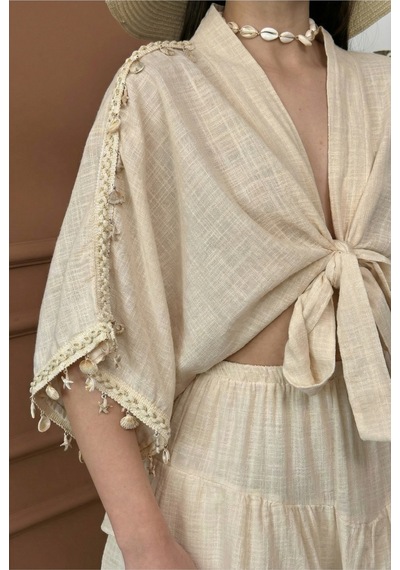 Fashion Cocktail Akdeniz Esintili Midye İstiridye Deniz Yıldızı Bağlamalı Bluz Katlı Mini Etek Sahil 2li Bohem Takım Bej Fashion Cocktail Akdeniz Esintili Midye İstiridye Deniz Yıldızı Bağlamalı Bluz Katlı Mini Etek Sahil 2li Bohem Takım Bej
