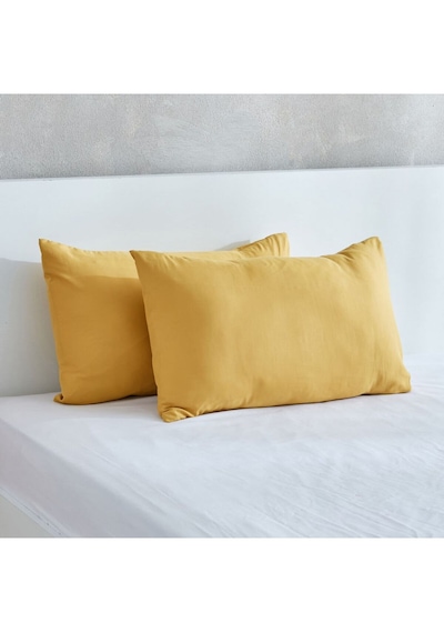 Lionas Düz Pamuklu 2'li Yastık Kılıfı 50x70 Sarı Sarı