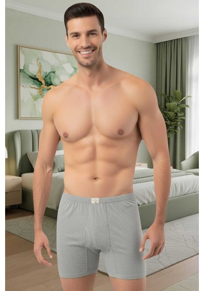 Uniquetrenders Erkek %100 Pamuklu 6'lı Süprem Kumaş Penye Boxer Gri