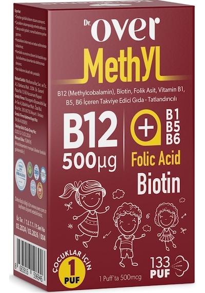 Dr. Over B12 Plus Biotin Folik Asit Vitamin B1 B5 B6 İçeren Takviye Edici Gıda 2 x 20 ML