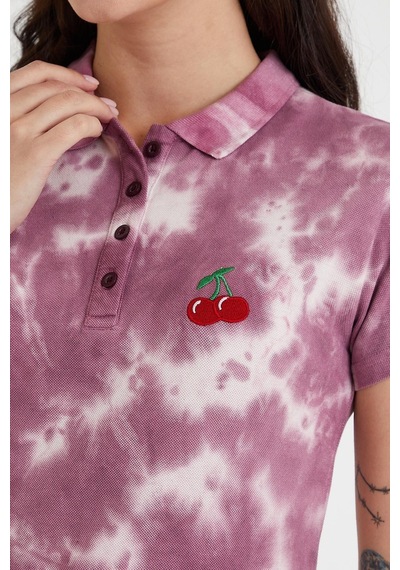 Kadın Batik Yıkamalı T-shirt Mor