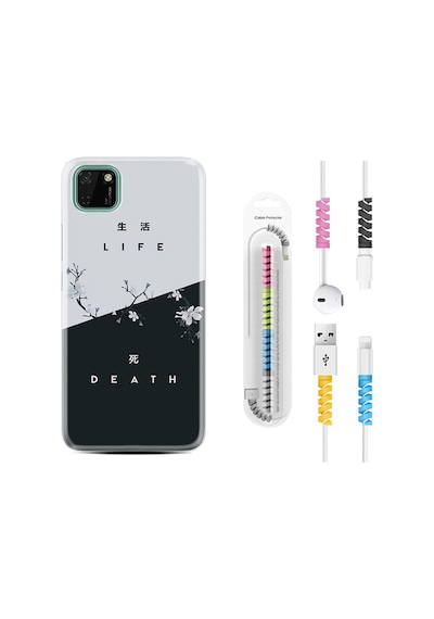 Huawei Y5P Kılıf Kablo Koruyuculu Life And Death 1339