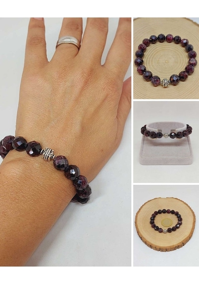 Sirius Serisi Lal Granat Garnet Taşı 10mm Unisex Bileklik 52 Çok Renkli