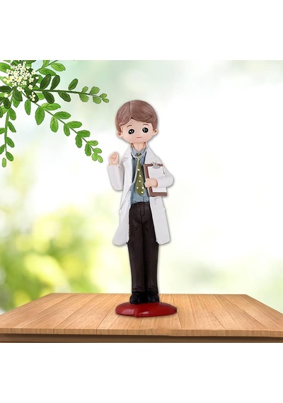 Lüks Polyester Doktor & Hemşire Biblo 2 Li Set 20 Cm Dekoratif Heykel Ofis Klinik Hastane Hediyesi