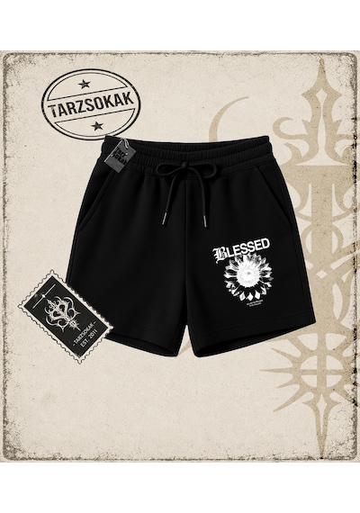 Tarzsokak Gotik & Grunge Streetwear Blessed Unisex Şort Siyah