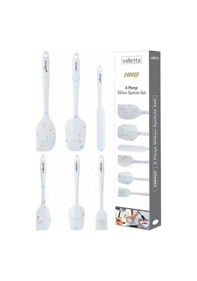 Valletta Drongo 6'li Spatula Set Beyaz Renkli Noktalı Genel