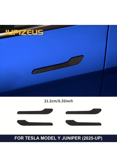 Topnotch Tesla Model Y Juniper 2025 Kapı Kolu Karbon Fiber Kaplama 4 Parça Çizilmeye Dayanıklı
