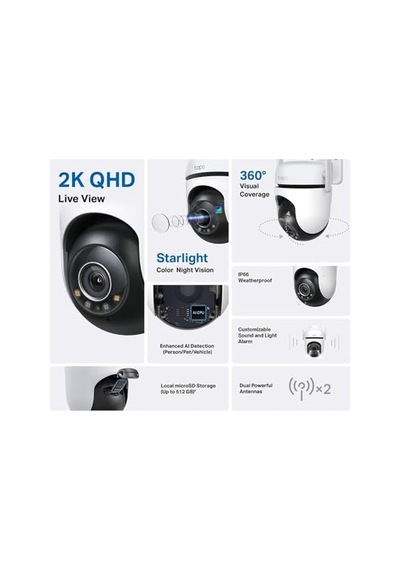 C520ws, 2k Qhd Dış Mekan Wi-fi/ethernet Güvenlik Kamerası, Hareket Tespit/takibi, 360 , Ip66 Su Geçirmez, Renkli Gece Görüşü, Çift Yönlü Ses, Bulut/yerel Depolama, Sesli Ve Işıklı Alarm