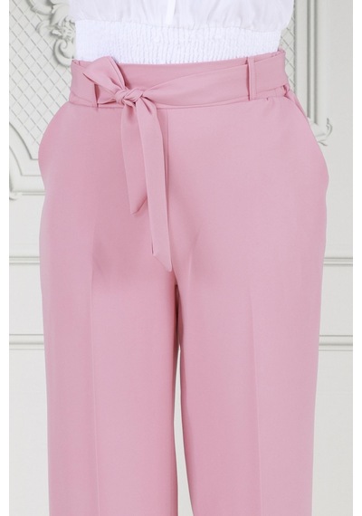 Sevitli Beli Bağlamalı Bol Paça Pantolon-pembe-3671-pembe Pembe