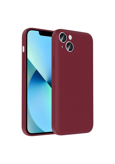 Apple Uyumlu iPad iPhone 13 Kılıf Kamera Korumalı Kartlık Hazneli Zore Vitra Kapak Mürdüm