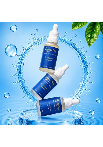 Dermaura 3 Lü Serum Bakım Seti C Vitamini + Hyaluronic + Niacinamide Serum