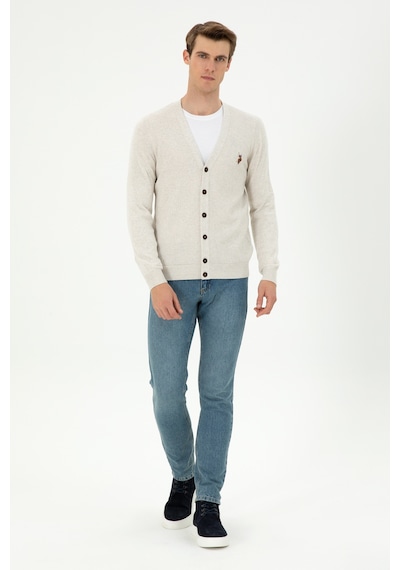 U.s. Polo Assn. Erkek Taş Melanj Hırka Triko 50288878-vr225 Taş Melanj