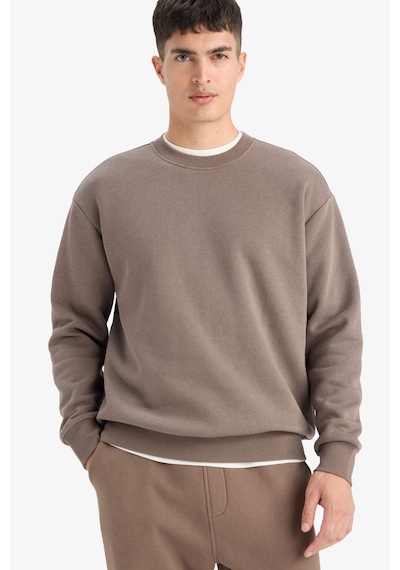 Defacto Relax Fit Bisiklet Yaka Kalın İçi Yumuşak Tüylü Basic Düz Sweatshirt T5139az25aubn571 Kahve