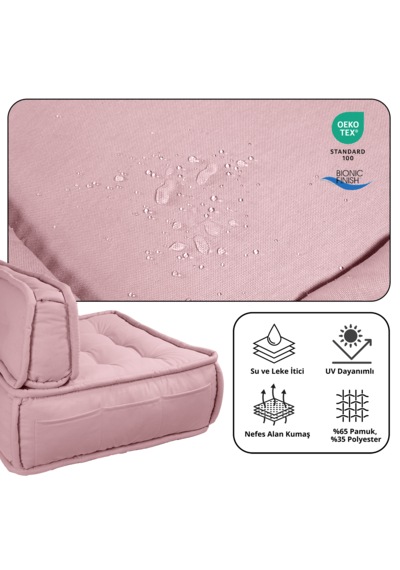 Xpermate Duoflex Sırtlı Minder İskandinav 80x80x30 Pembe