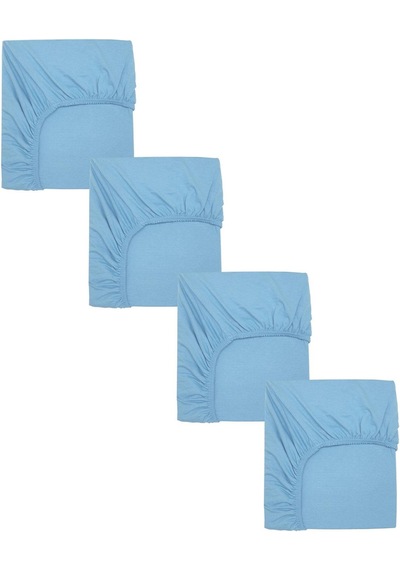 4 Adet Pamuklu Ve Lastikli 60 X 120 Cm Penye Bebek Çarşaf-mavi