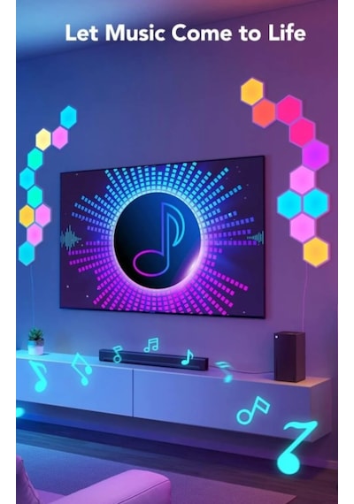 Zoko Led Altıgen 10 Parça Sese Duyatlı Duvar Led Dekor Beyaz
