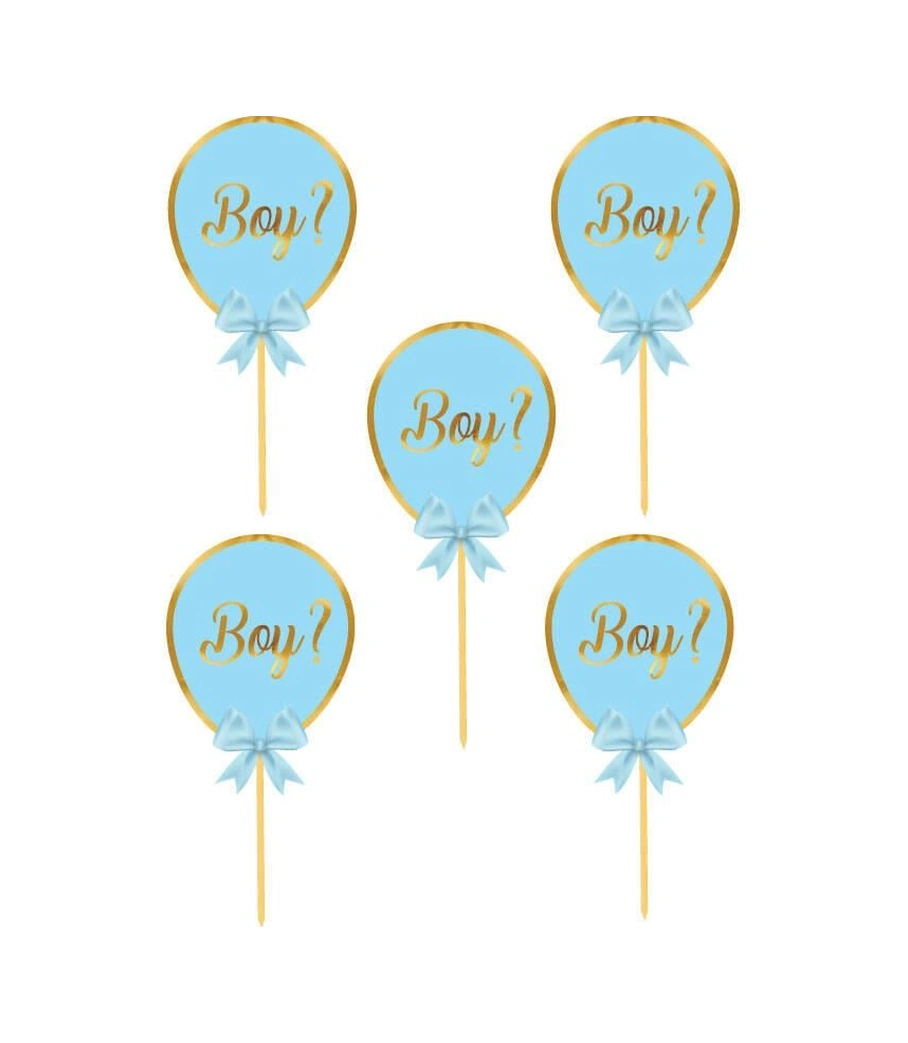 Cinsiyet Partisi Konuşma Balonu 5li Boy Mavi Balon Çubukları 12x17 Cm Diğer