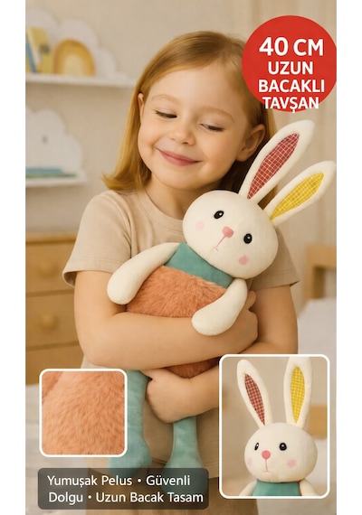 40 Cm Uzun Bacaklı Tavşan Peluş Oyuncak Yumuşak Peluş, Dekor Ve Uyku Arkadaşı Diğer