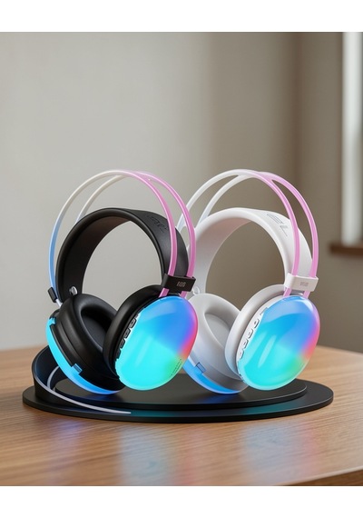 Kulak Üstü Kulaklık Kablosuz Rgb Işıklı Bluetooth Uzun Ömürlü