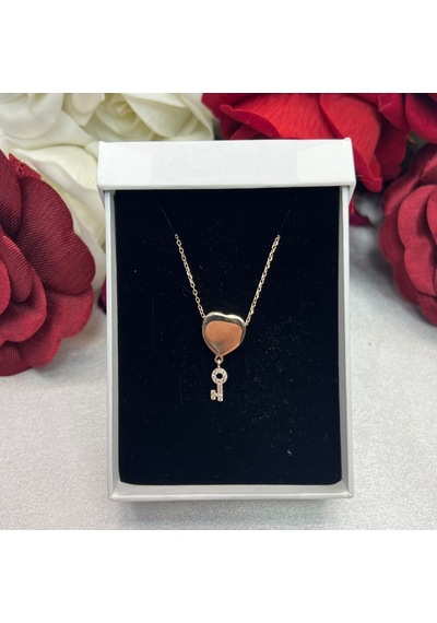 Açılabilir Kalp Ve Zirkon Taşlı Anahtar Kadın Kolyesi 925 Ayar Gümüş Zincirli Rose Gold Kaplama Gümüş Açılabilir Kalp Ve Zirkon Taşlı Anahtar Kadın Kolyesi 925 Ayar Gümüş Zincirli Rose Gold Kaplama Gümüş