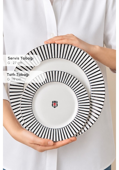 Karaca x Beşiktaş Lisanslı Forever Bone 60 Parça 8 Kişilik Yemek Takımı Platin