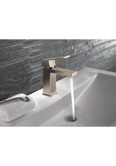Faucet Modern Tek Delikli Banyo Musluğu Fırçalanmış Nikel, Tek Kollu Banyo Musluğu, Gider Montajı, Paslanmaz Çel